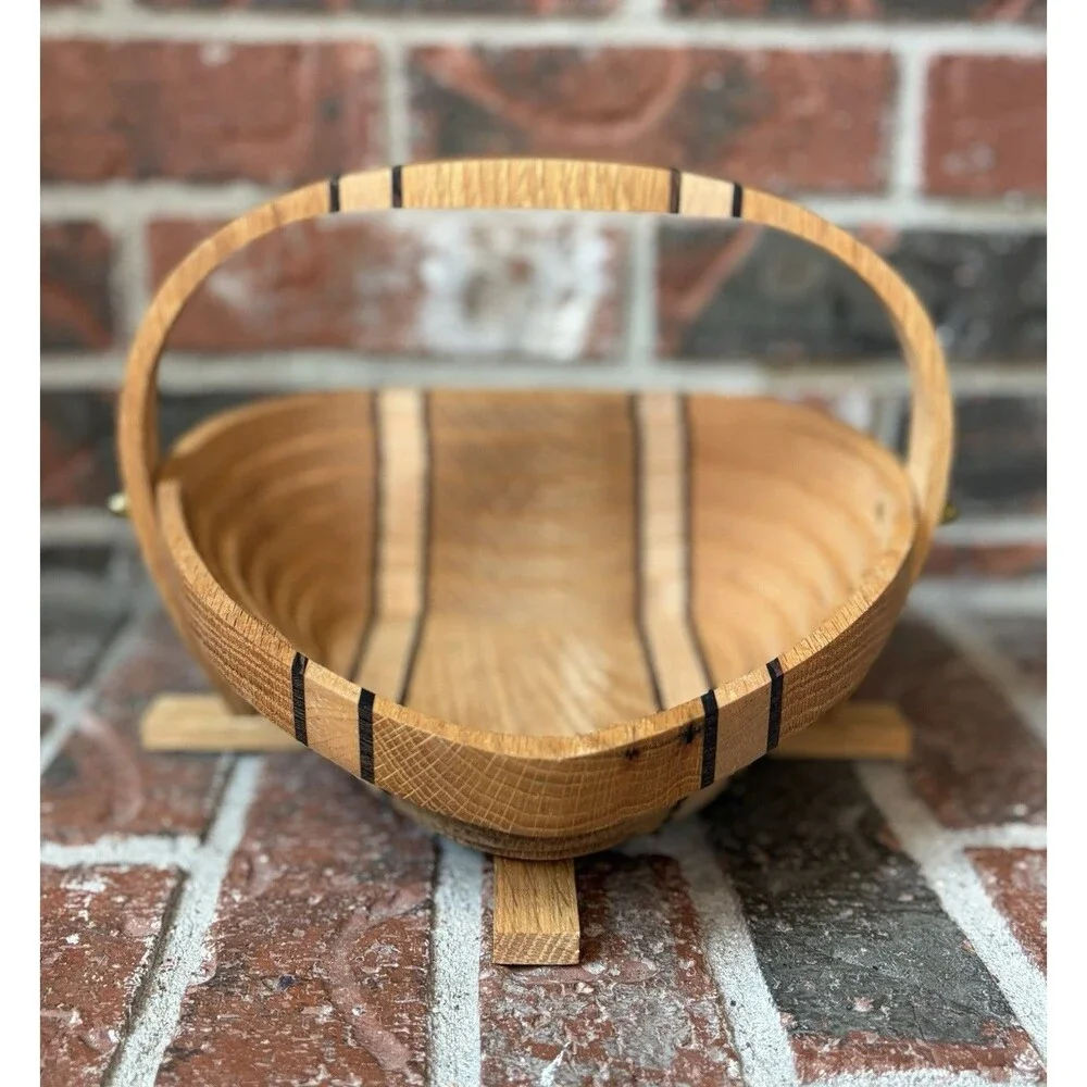 Wood Collapsible Basket Heart Shape Hand Crafted
